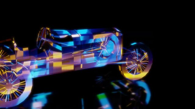 Rendering 3D animation, VISUAL EFFECTS Duesenberg GP Racing Car Model on a black background