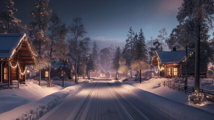 winter evening in the village