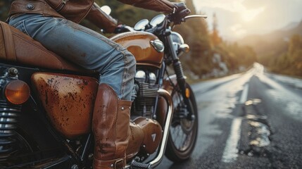 Embark on a thrilling journey through time with distressed leather jackets and vintage motorcycles...