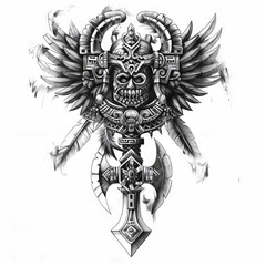 Mayan tattoo weapon design