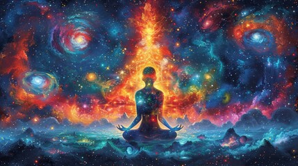 Obraz na płótnie Canvas Interstellar Meditation: Inner Peace in the Cosmos