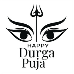 Happy Navratri festival celebration poster or banner design, Goddess Durga Maa silhouette illustration vector.