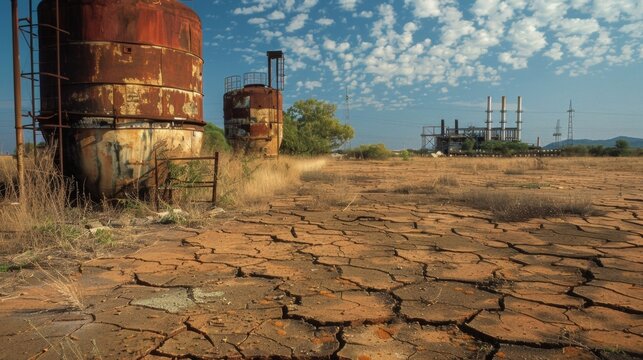A barren landscape is lined with abandoned factories their rusted tanks and machinery a silent reminder of the oncebooming jatropha biofuel production industry that decimated the land. .