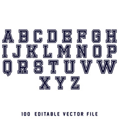 Classic college font. Vintage sport font in american style for football, baseball or basketball logos and t-shirt. Athletic department typeface, varsity style font. Vector