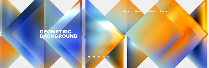 Colorful fluid gradient triangles and squares web site template. Vector Illustration For Wallpaper, Banner, Background, Card, Book Illustration, landing page