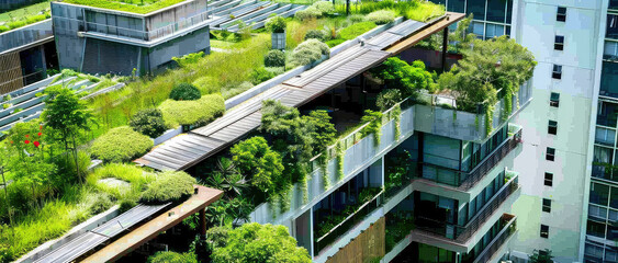 Eco-friendly house with green rooftop. Experience the harmonious coexistence of nature and architecture in this eco-house, crowned with a flourishing green rooftop.