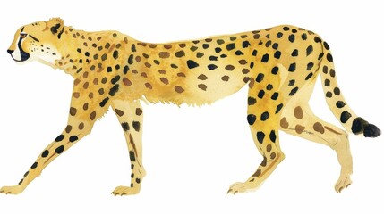   A cheetah drawing with distinct spots covering its body and a black teardrop mark on its face
