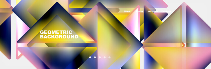 Colorful fluid gradient triangles and squares web site template. Vector Illustration For Wallpaper, Banner, Background, Card, Book Illustration, landing page