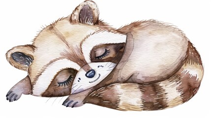  Raccoon sleepingly nestled, head on companion's back
