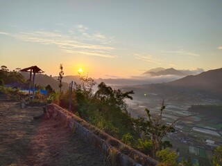 sunset over the mountain in bali