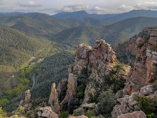 Fototapeta na wymiar Famous rock formations known as the Organos de Benitandus. Alcudia de Veo. Spain 3