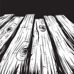 Black and White Texture: Abstract Wooden Plank Illustration
