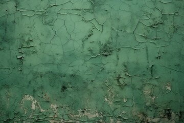 Abstract background with a texture green old wall, featuring layers of peeling paint . 