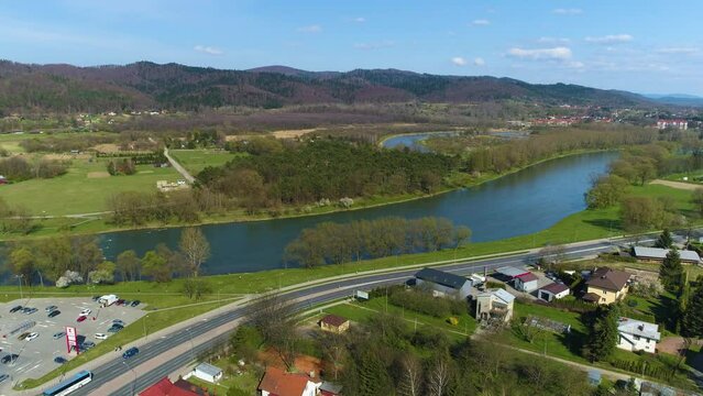 Beautiful Mountain Landscape Panorama Sanok Aerial View Poland