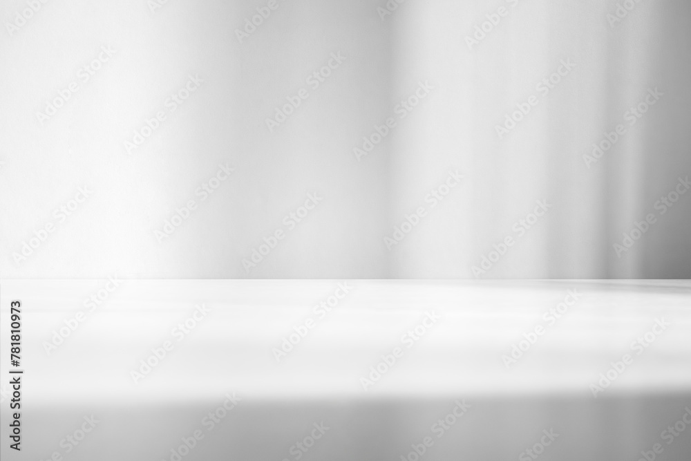 Poster Wall interior background, studio and backdrops show products.with shadow from window color white and grey. background for text insertion and presentation product	
