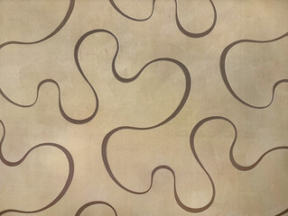 Abstract curves, arches, and swirl wavy pattern in beige and brown color, with some textures for...