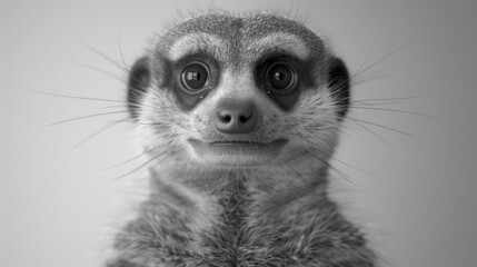   A meerkat in black and white, gazing sadly into the camera - obrazy, fototapety, plakaty
