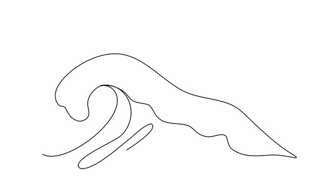 Wave. One line drawing animation with alpha channel.