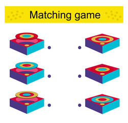 Matching game. Task for the development of attention and logic. Vector illustration of the boxes.
