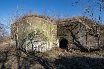 Fort 11 of the Vladivostok fortress, Russky Island, Primorsky Krai, Russia. View of the...
