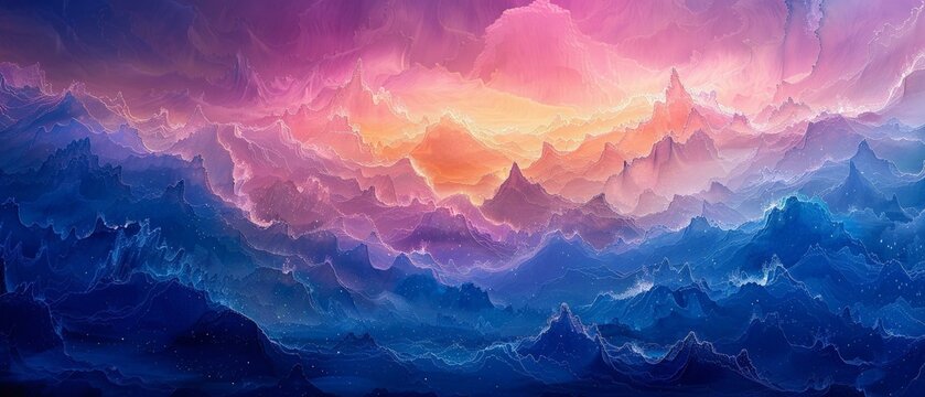 Abstract gradient nightfall, painted with baroque drama and romance