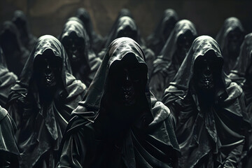 Cloaked Figures Locked in Strategic Clash of Minds under Shroud of Darkness