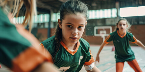 young girls in football uniform, generative AI