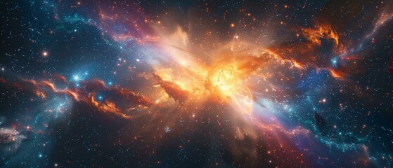 A cosmic burst of color, signaling the majestic leap through hyperspace - obrazy, fototapety, plakaty