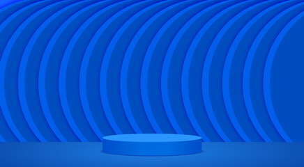 blue podium with sale text background in the blue room	
