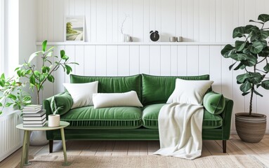 Modern Living Room Decor Featuring a Green Sofa