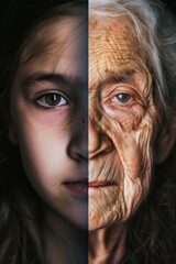 Young Girl and Elderly Woman Juxtaposed in a Portrait of Youth and Age