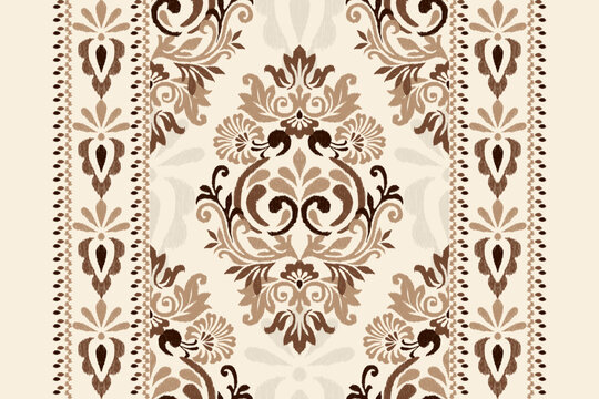 Arabesque carpet pattern.Ikat floral pattern on white background vector illustration.	