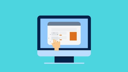 Make money online with blogging, Income from ad click revenue video animation concept.