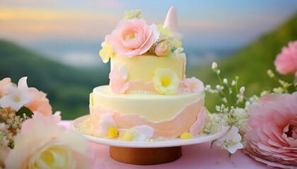 Whimsical Blooms: A Pastel Floral Fantasy Cake"