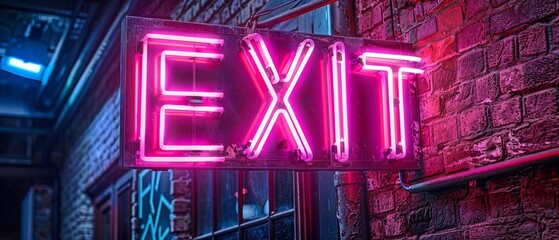 Neon flashing sign on a dark backdrop with the word "EXIT"