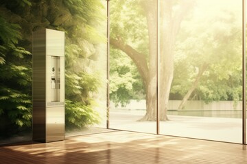 Obraz premium High-quality illustration of modern sparkling water dispenser in contemporary setting