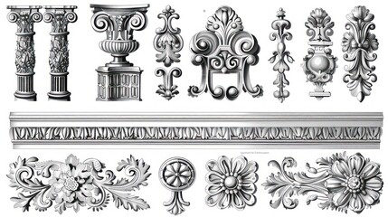 architecture and ornaments vector set 