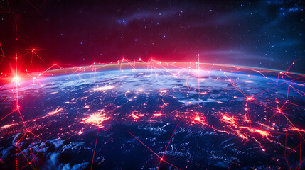 Obraz premium Planet Earth in Space, Global Technology and Geography Concept, Blue Light and Night Sky, Futuristic Astronomy Background