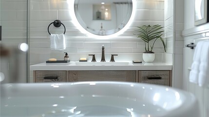 Bathroom vanity. Generative AI.