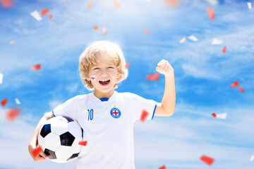 England football fan kids. Children play soccer. - 781828104