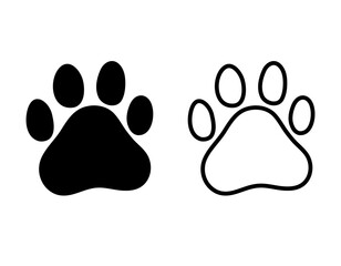 Cat footprints icon vector template illustration logo design in two options. Zoo logo