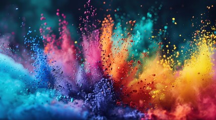 A colorful explosion of powdery dust with a rainbow of colors - obrazy, fototapety, plakaty