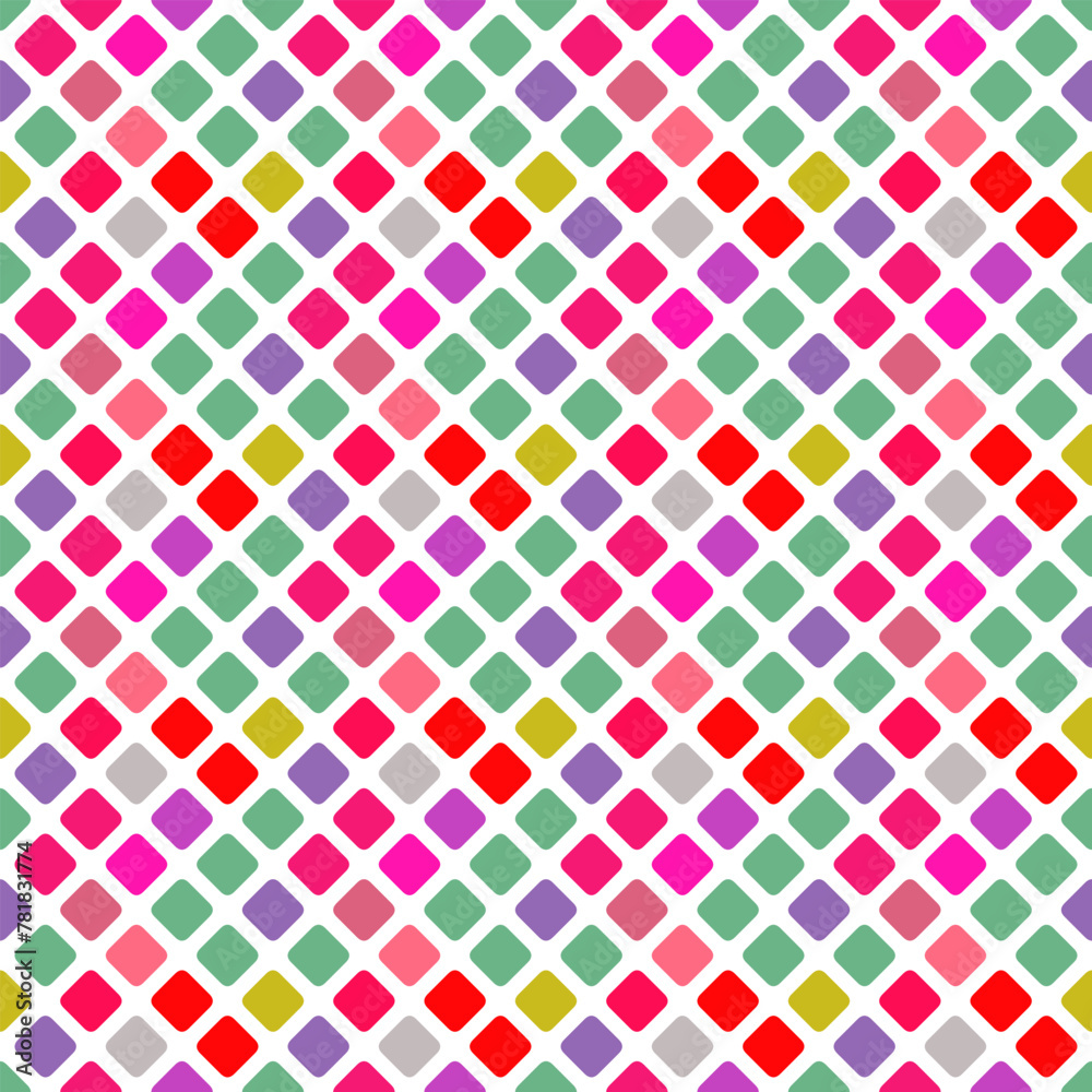 Poster Colorful seamless square pattern background design - abstract repeating vector graphic