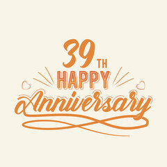 39th Happy Anniversary Celebration, 39 anniversary lettering Design