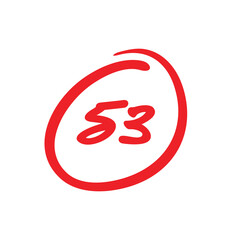 53 points test score, fifty three mark, school exam score vector illustration