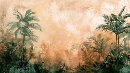 Enhance your projects with the natural allure of this stunning abstract background, featuring tropical trees bathed in muted tones.