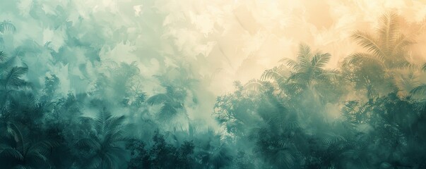 enchanting abstract background, showcasing tropical trees in soft muted tones.