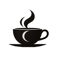 Obraz premium Graphic logo for coffee or tea. Logo, steam and smoke. Vector illustration, isolated on white background.