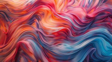 Obraz premium Waves of paint ribbons intertwining, creating a tapestry of color and motion,