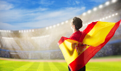 Spain football team supporter on stadium. - 781835777